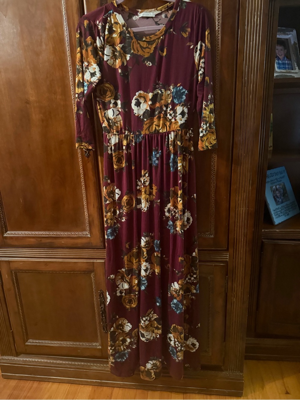 Floral Maxi Dress in Burgundy